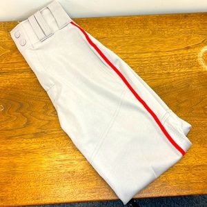 Grey with red piping boys baseball pants
